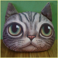 原创正版3d印花猫头抱枕个性沙发垫创意礼品毛绒抱枕猫范出品