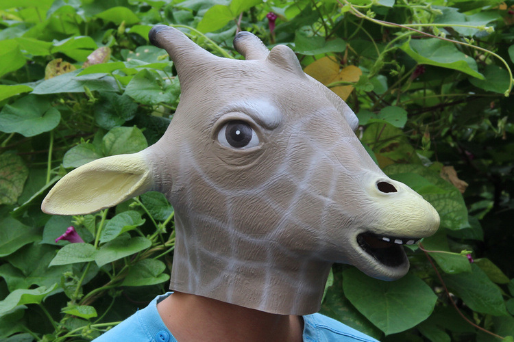 化装舞会 动物表演装饰 动物面具 长颈鹿面具 环保乳胶长颈鹿头套