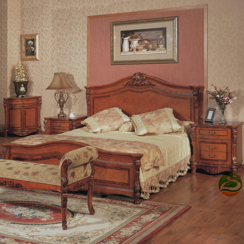 桦木双人床 欧式床实木床1.8米大床实木婚床卧室家具