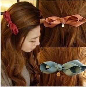 زينة الرأس  B2004 Simple fashion headdress double ribbon spring clip edge clip Liu Haijia bow tie type