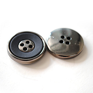 纽扣扣子专卖批发 黑色四眼枪黑边男士西装西服纽扣 12/24mm