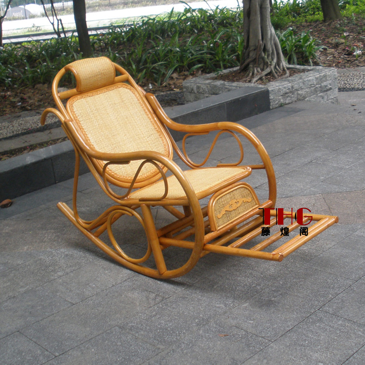 藤煌阁 休闲藤椅 老人摇椅 直背简单摇椅 藤编椅 厂家直供 - 编织批发