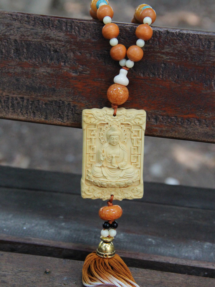 汽车挂件 黄杨木车挂 观音车挂 汽车挂饰