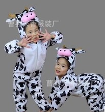 新款儿童演出动物表演服装 可爱造型服饰2019卡通小奶牛化装舞会