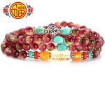 厂价手饰 天然西瓜晶/碧玺108颗*6mm佛珠手链 +六字真言