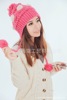 厂家直销韩版秋冬女款手工针织帽子 兔毛球毛线帽 新款帽子批发