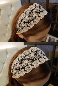زينة الرأس  Wholesale small fresh lace wide brimmed flower headband retro butterfly hair special headgear
