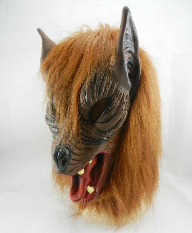 圣诞狂欢 派对 环保棕色乳胶狼头面具和狼手套组合套装 零售促销