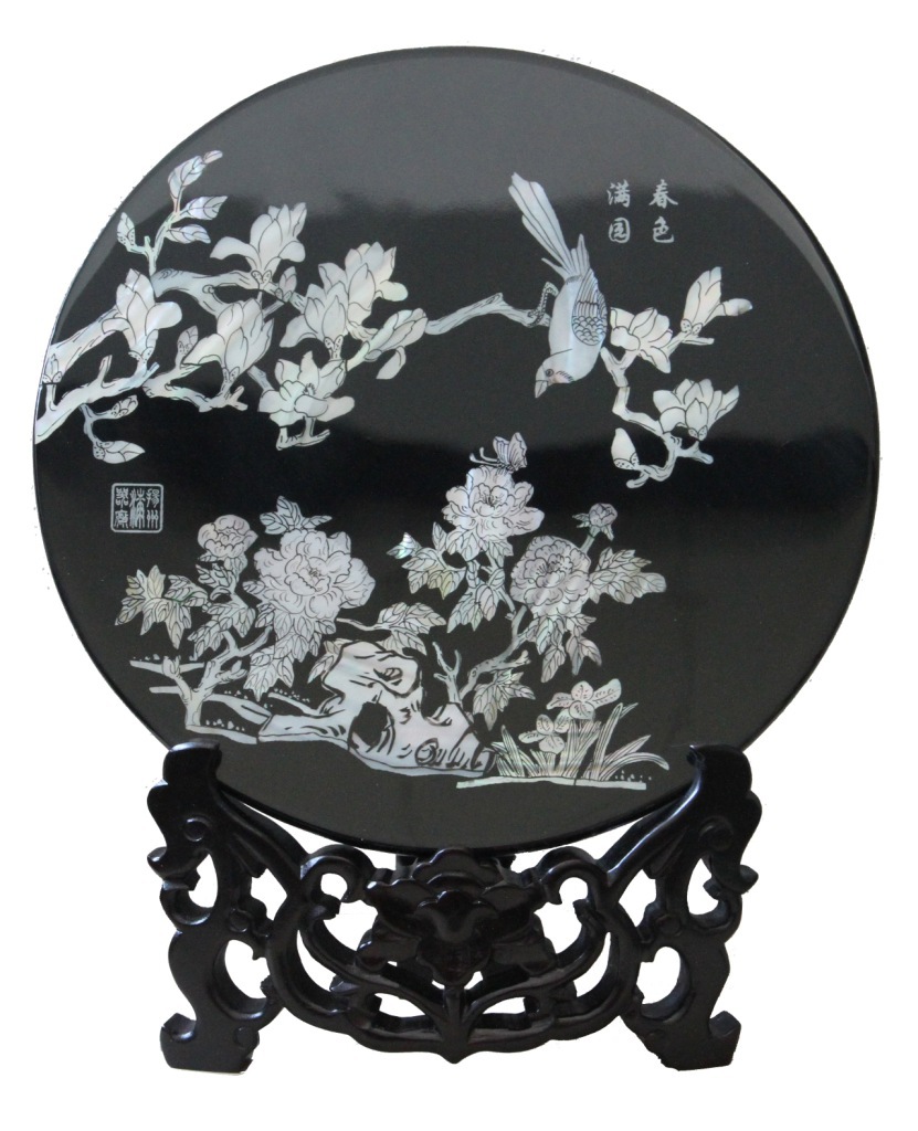 扬州漆器厂厂家生产平磨《春色满园》台屏,可定