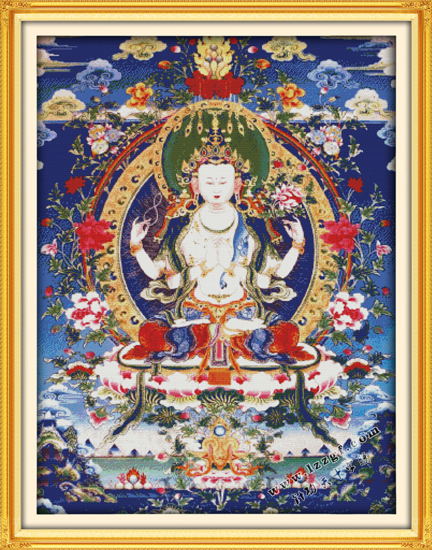 印花十字绣品牌厂家清晰清晰印布十字绣批发四臂观音一件代发货