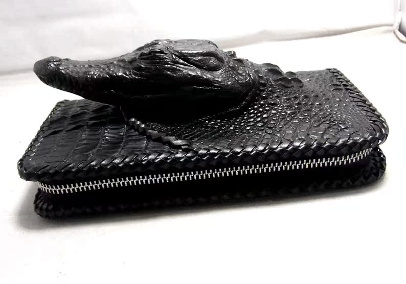 鳄鱼皮钱包 鳄鱼头钱包 个性皮具 手工定制皮具