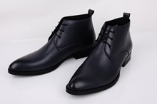 新款靴男高帮鞋系带尖头正装皮靴牛皮鞋皮靴舒适