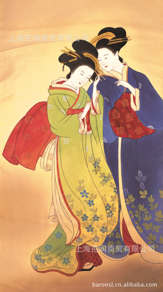 日本仕女图壁画,日本民俗壁纸cej009