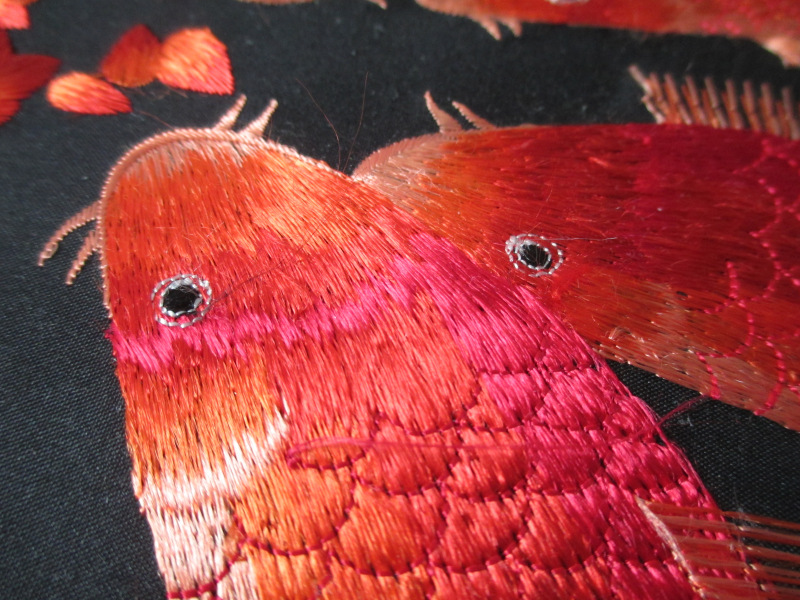 饰 厂家直销特色新品 丝线刺绣软裱红鲤鱼客厅装可混批