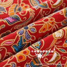 乌镇民族风情系列艺术花卉印花布服装面料桌布装饰布棉麻床品布料