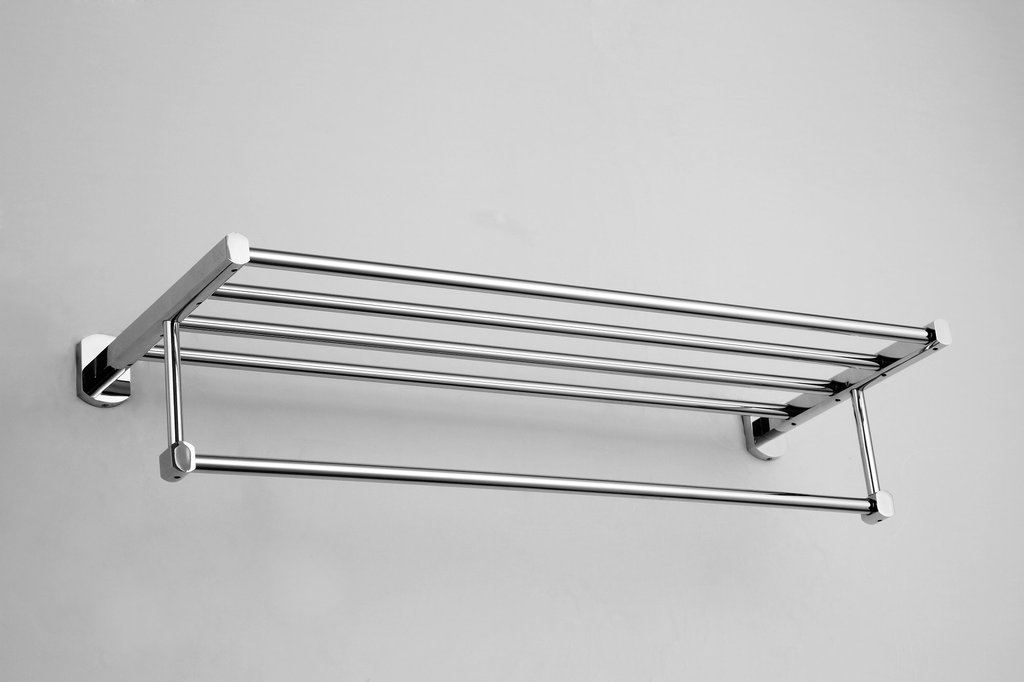 全铜浴巾架 浴室双层高低毛巾架衣物置物架 卫生间全铜毛巾杆挂件