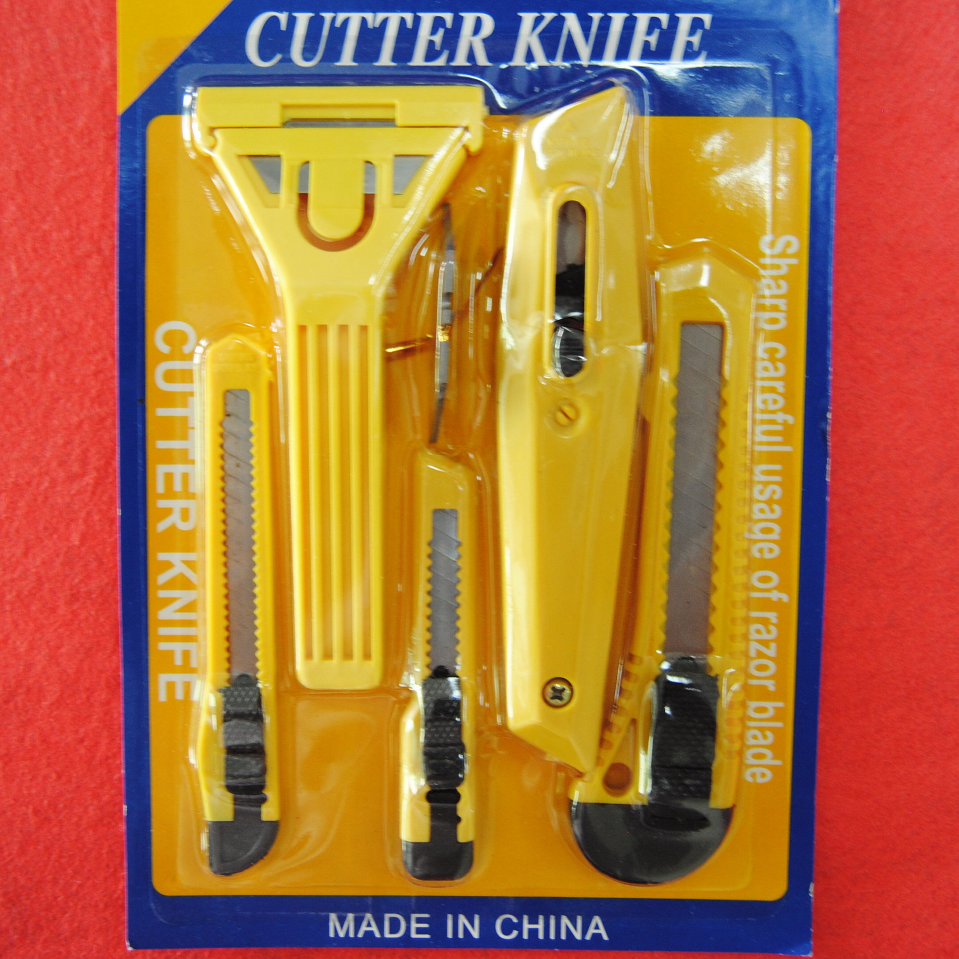 Art Knife Manufacturer Paper Cutter Yellow Scraper in Five-Piece Set Wholesale