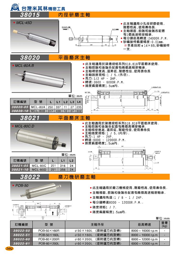 bt30/40磨床主轴  机床高速主轴 mcl-80b  此主轴适用宇建德规格系列