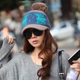 清仓韩版秋冬季 小鹿球球毛线帽 棒球帽休闲鸭舌针织帽子批发