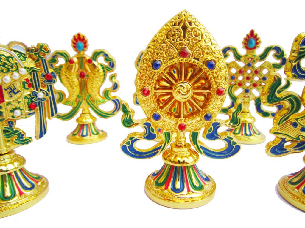 尼泊尔八吉祥摆件密宗法器藏传佛教用品佛前吉祥八宝供佛组合套装