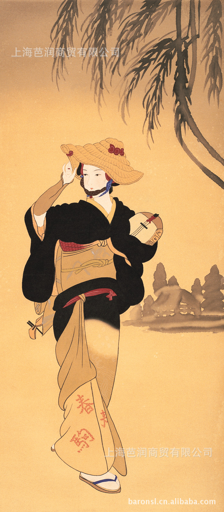 日本仕女图壁画,日本饭店壁纸,古代人物cej011