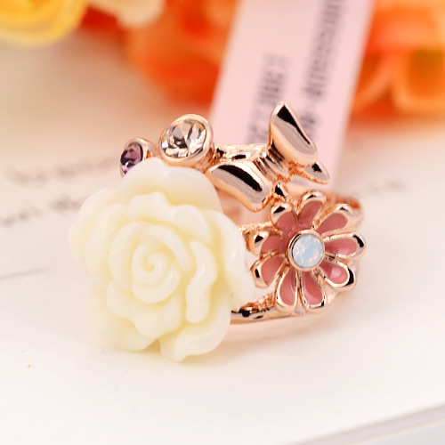 比拉气质 白玫瑰 女 戒指指环批发 a005550r-803-阿里巴巴