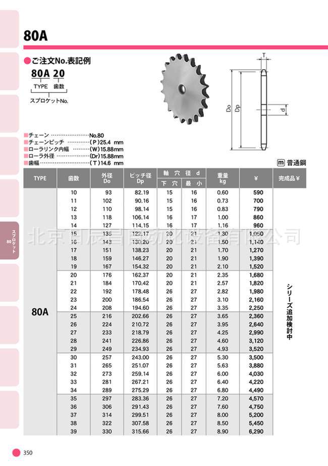 供应原装 日本片山链条kana 标准链轮 80a形 80a40 80a49