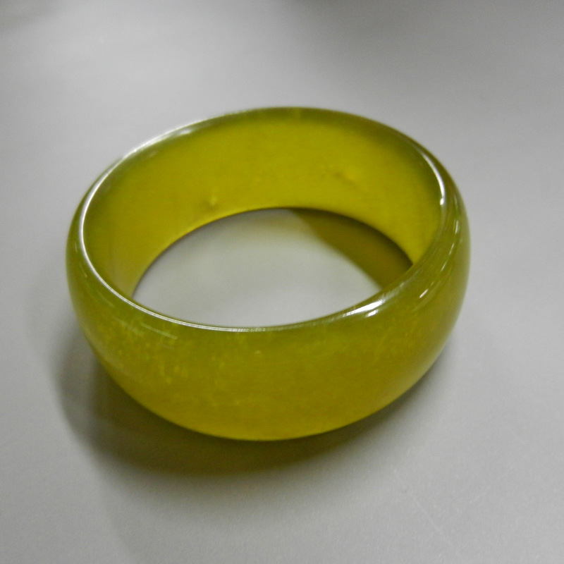 宽版玉石手镯北韩玉手镯朝鲜黄精版手镯送包装盒批发