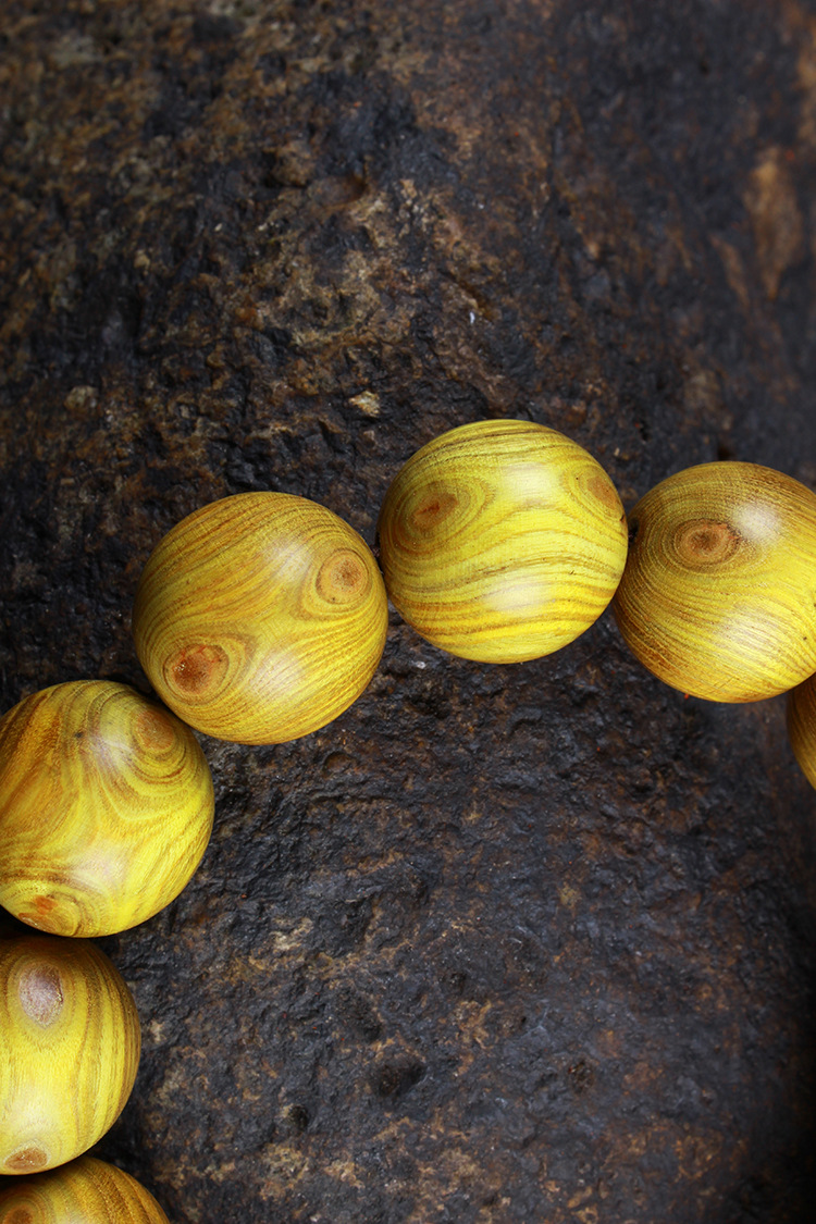 厂家批发特价 天然黄金柚佛珠手串手链 柚木鬼脸对眼佛珠 15-20mm