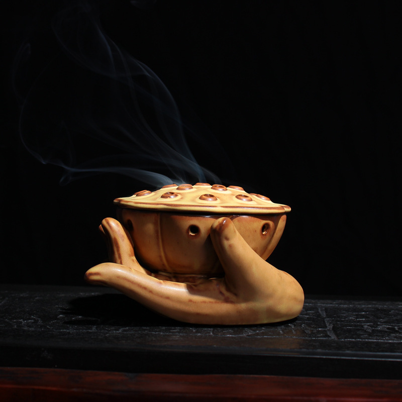 台湾道尚堂复古粗陶香薰炉 禅香炉 香器精油佛门必备 佛手接香