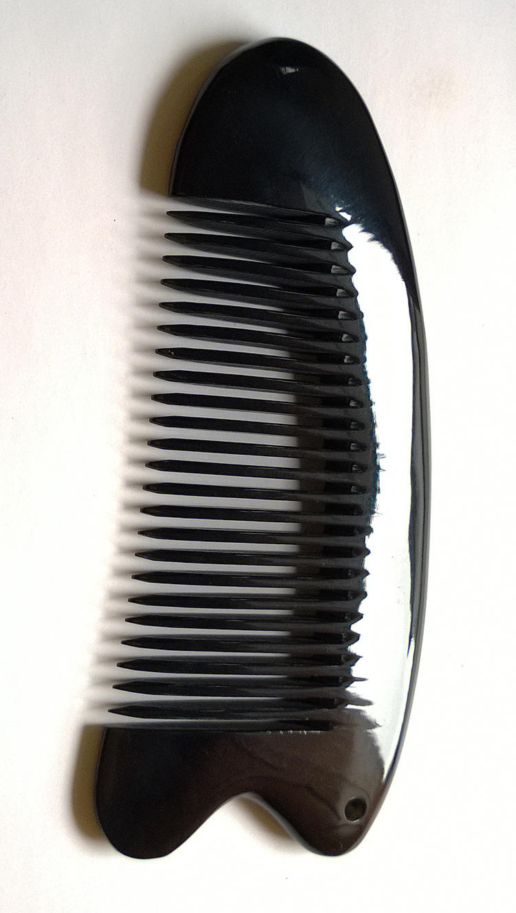 批发天然黑水牛角梳刮痧按摩 刮痧小圆齿保