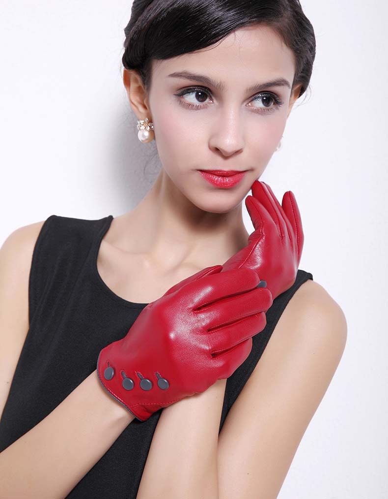 cyrilus秋冬季新款进口羊皮真皮手套女款机车保暖韩版时尚皮手套