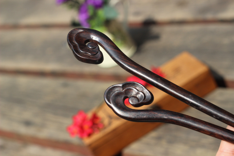 天然黑檀木发簪 手工古典发簪 汉服发钗步摇 复古风盘发发饰簪子