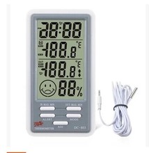 DC803 电子温湿度计 大屏显示室内室外温度表 带时间闹钟功能