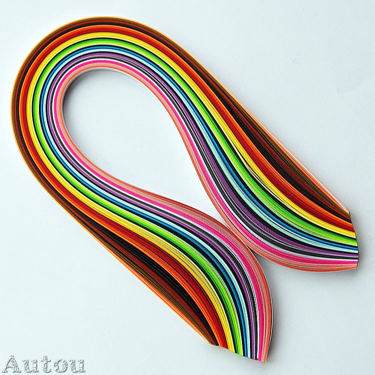 35色衍纸条3mm宽手工混色衍纸材料高档彩色纸条定制加工生产autou