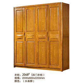 【舒康缘】衣柜厂家直销 实木衣柜水曲柳 实木四门推拉门储物柜 大容量2068