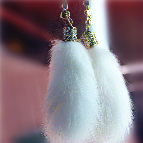 爆款 高档狐狸毛双坠镶钻汽车挂件 精品车饰 长年热卖 厂家直销