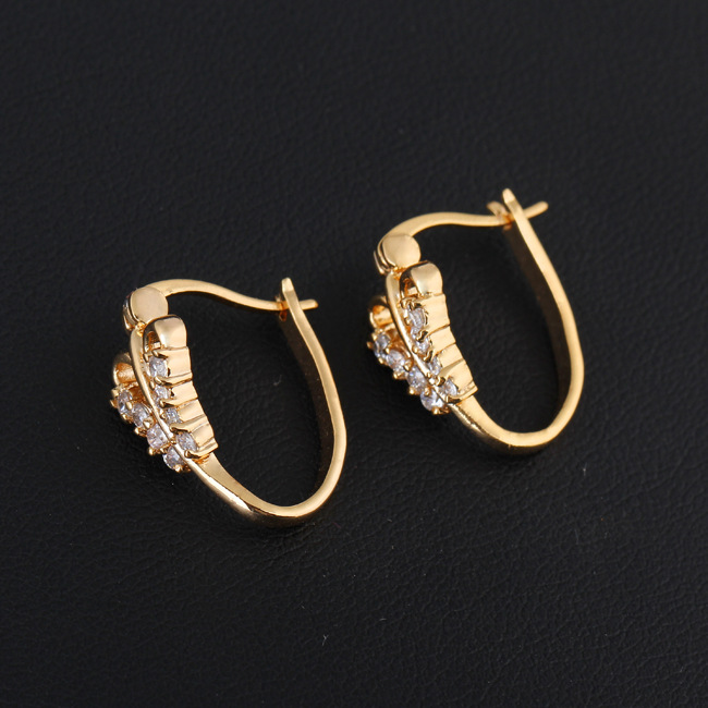 韩式蝴蝶扣耳环 明星同款 18k真金电镀精美锆石 仿真金耳扣