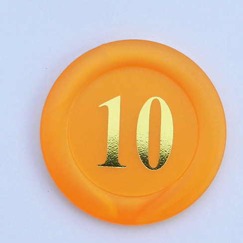 供应单色烫金亚加力筹码 高档透明筹码片 塑胶片德州棋牌室筹码币