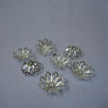 diy饰品配件13mm 八角花托(铁镀银)