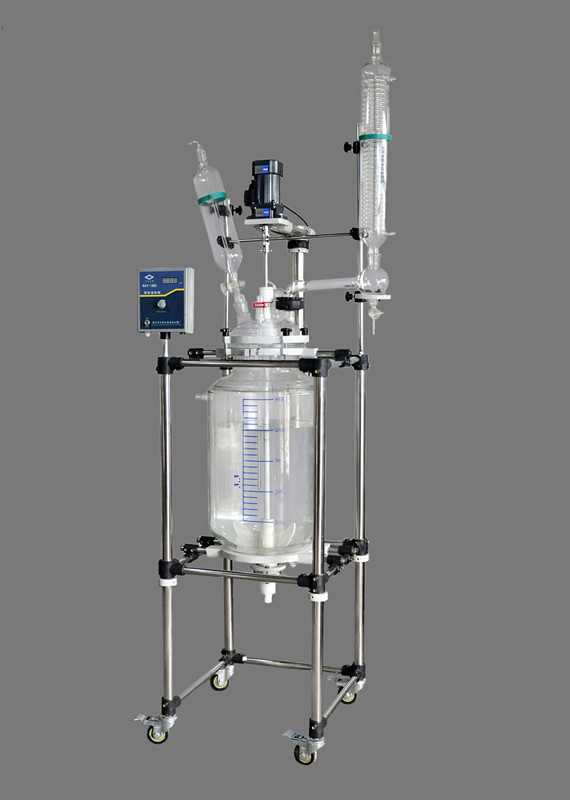 厂家供应gg17高硼硅双层玻璃反应釜20l 玻璃反应器 现货 质保一年