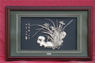 银画批发 白银工艺画 名画兰花银版画 装饰画 工艺画 纯银工艺品