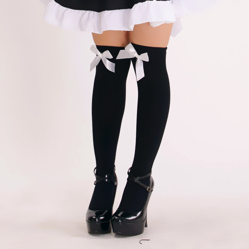 cos动漫女仆袜 多色蝴蝶结袜 大腿袜cosplay女仆装袜学生袜