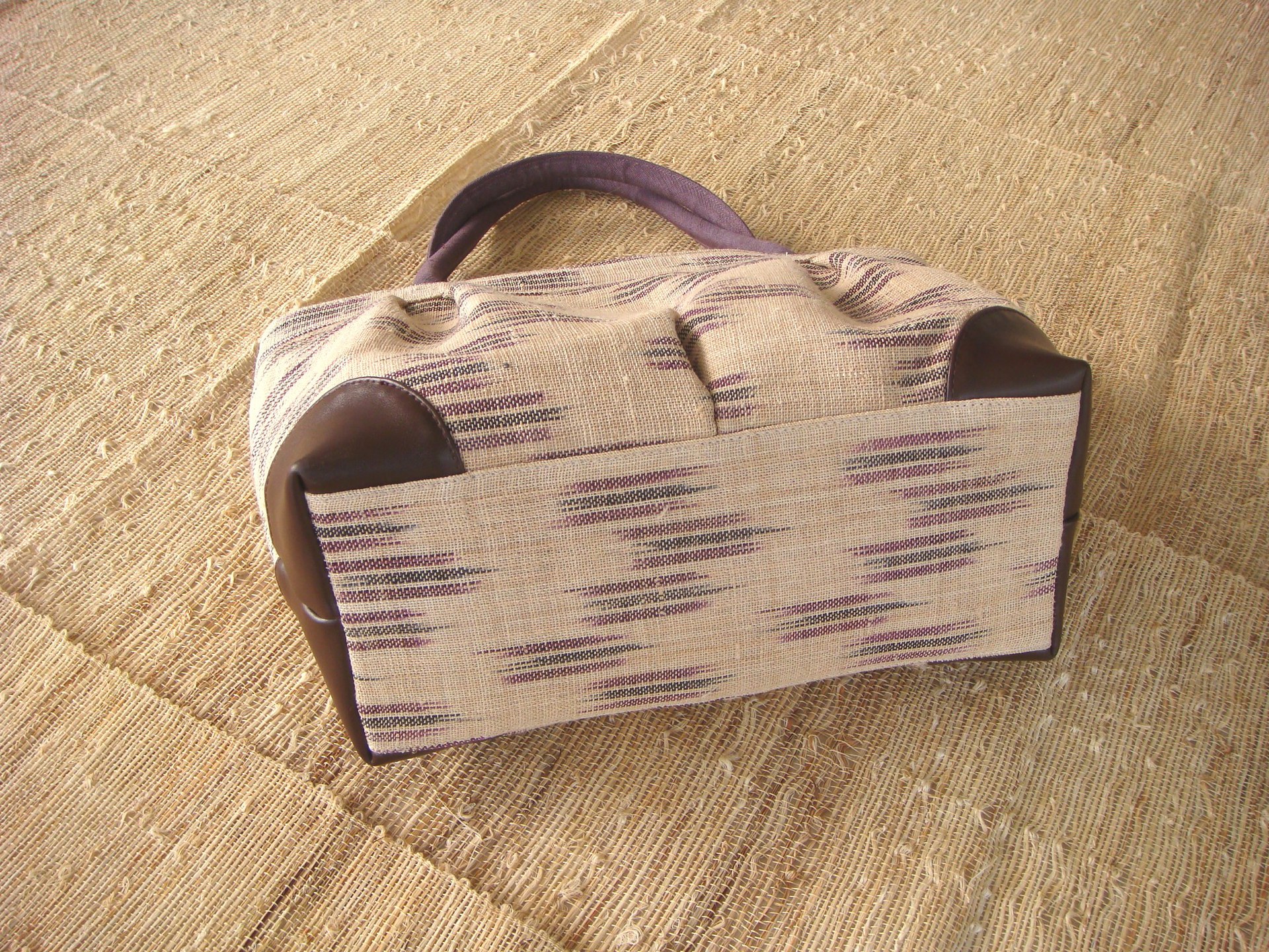 麻艺居手工制作苎麻夏布拼接复古典雅横款方形女士手提包单肩包