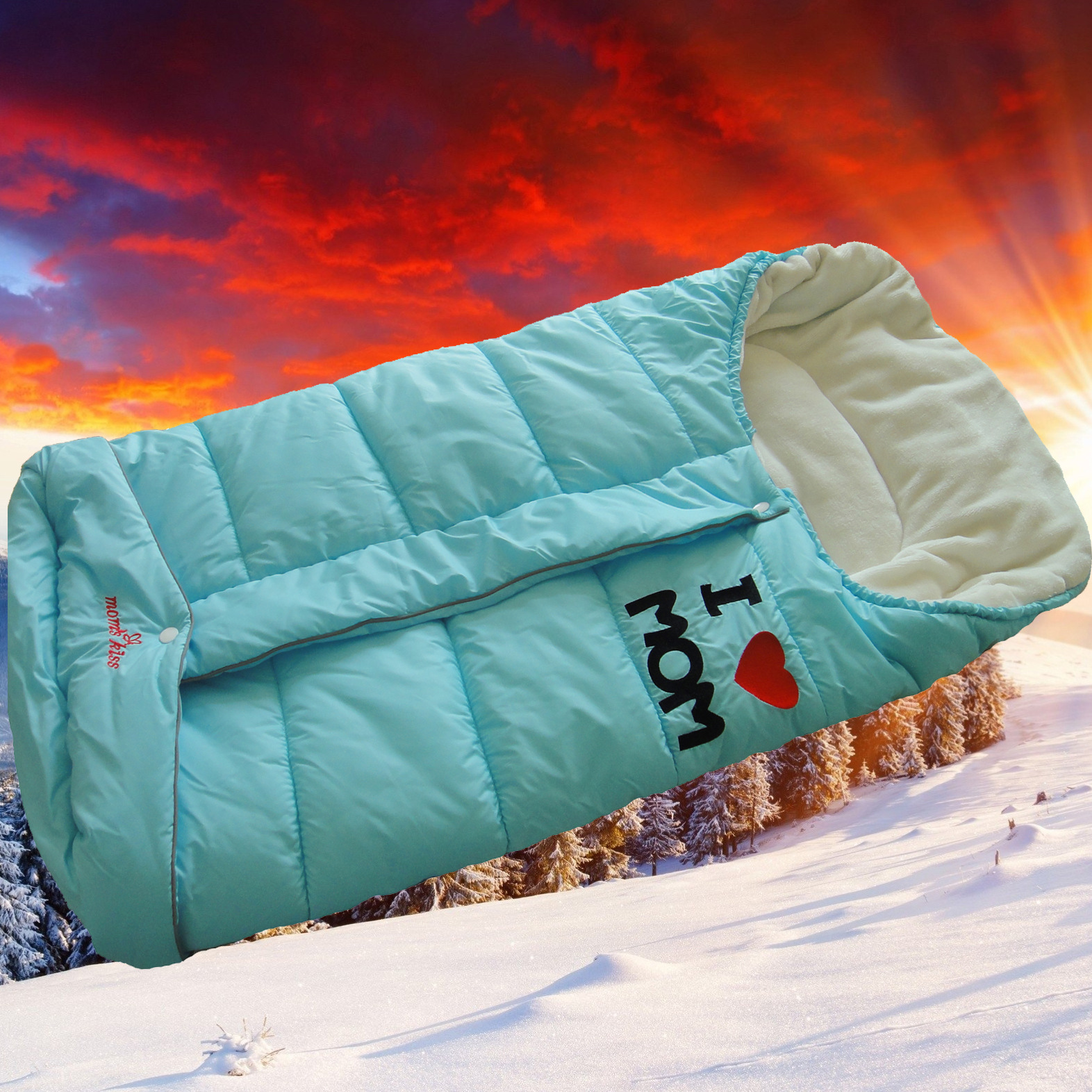 momskiss婴儿冬季睡袋外出抱被防踢被儿童加厚信封式睡袋推车睡袋