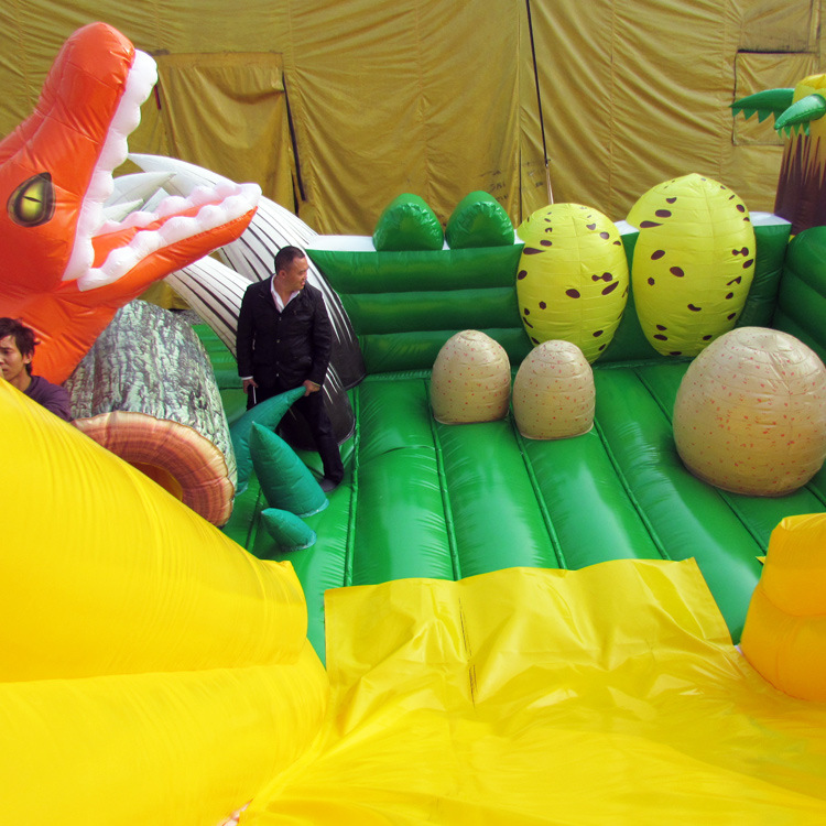 厂家直销可移动游乐设备儿童恐龙乐园充气城堡 设计益智淘气堡