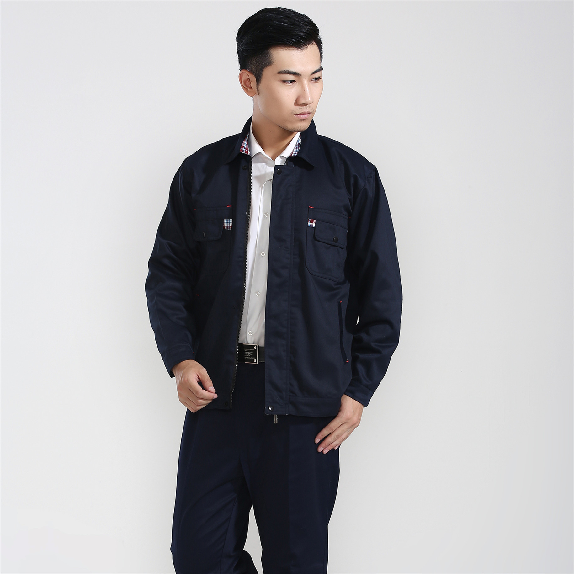 长袖工作服秋冬劳保服套装 汽修服工厂车间服男装