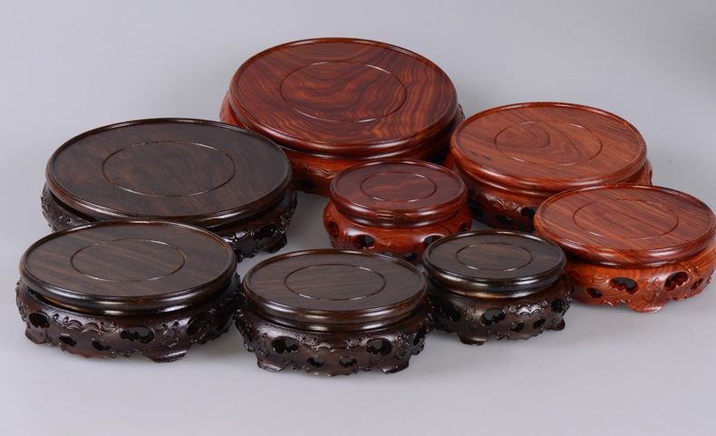 黑梓木红檀圆形底座实木特价 古董花瓶木座茶壶茶具奇石木托架子