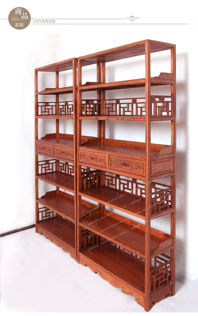 【明清仿古家具 实木书架 榆木六层书架 客厅书房书柜书橱】价格,批发