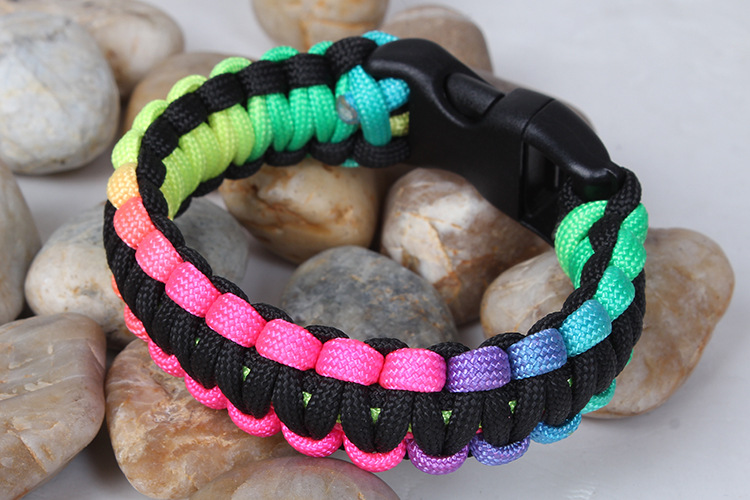 伞绳安全绳编织手链紧急救生手环 多彩伞绳手镯户外七彩伞绳手链